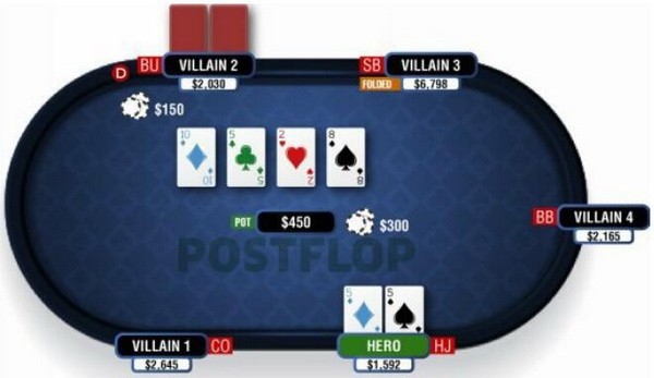 德州扑克在干燥公共牌面游戏暗三条