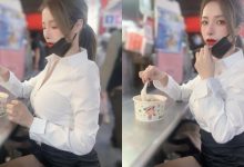 「性感OL正妹」路邊攤吃麵！丁丁「前凸後翹」套裝包不住，絕對領域若隱若現-德州扑克迷