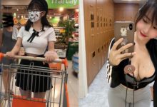白皙巨乳妹超市激凸購物還自摸　超緊身褲子逼出「邪惡線條」-德州扑克迷