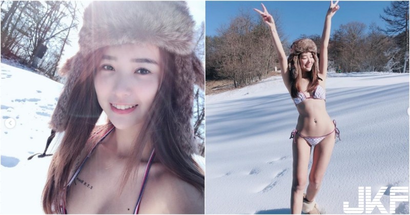 台灣妹子「雅涵Kimi」真的好狂～「雪地裡的比基尼」挑戰極限，讓人大飽眼福
