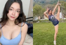 台美混血辣模「毛咪Catty」森林裡秀一字馬！超短真理褲露「白嫩蜜腿」！-德州扑克迷
