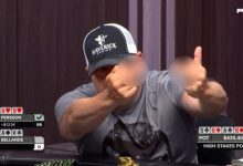 【EV扑克】丹牛vs中指哥掀史诗大战!中指哥能从职牌身上诈唬百万底池?-德州扑克迷