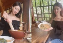 「氣質正妹」客家擂茶體驗，一字領秀「白嫩香肩」，衣領下暗藏兩球雪白麻糬！-德州扑克迷