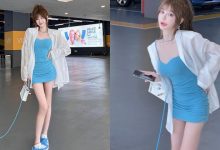 停車遇到「超細長腿辣妹」，藍色緊身裝「美腿好白嫩」！-德州扑克迷