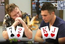 【EV扑克】27杂色5bet诈唬撞钢板，Doug Polk大笑露马脚错失清台机会-德州扑克迷