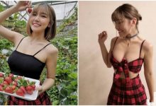 正妹採草莓「車頭燈好大顆」，低胸裝「W型美乳」辣到翻！-德州扑克迷