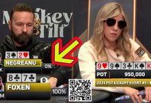 【EV扑克】丹牛0%胜率竟拿3High绝命抓鸡！大神PK女王精彩对决-德州扑克迷