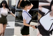 衣服要掉了！「吊帶褲奶妹」街頭跑跑跳跳！胸前豐滿撐開上衣裡面是黑色的！-德州扑克迷