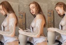 正妹藝術家圍裙底下什麼都沒穿　陶藝DIY實錄…巨乳手拉坯畫面就是香～-德州扑克迷