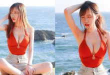 有容奶大的體現！「芷涵」銷魂姿態綁髮大秀括弧奶，波濤洶湧征服整條海岸線！-德州扑克迷