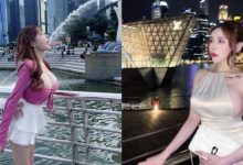 新加坡人注意了！巨乳小妖精《姍姍33》魚尾獅公園觀光快掉出來-德州扑克迷