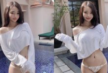 童顏妹子泳池前放送「火辣小褲」,看了好想將罩衫拉下!-德州扑克迷