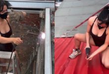 爆乳鐵工不穿衣服就電銲 爬到屋頂鑽孔也難不倒!-德州扑克迷