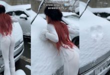 這個雪天使太辣！巨乳小精靈Bebe韶瑄掀衣趴雪上壓出深邃乳拓-德州扑克迷