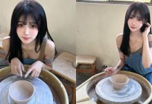 甜美大眼妹彎腰體驗「手拉胚」 網友不解：到底看陶還看胸？-德州扑克迷