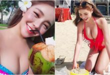 好狂！「巨乳椰奶妹」海邊玩沙太吸睛！「渾圓美乳」快比臉大了啦！-德州扑克迷