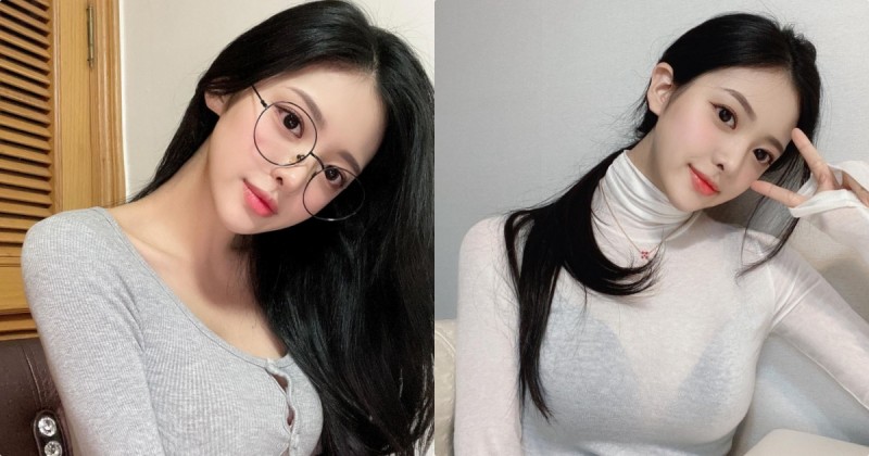 梨花大學「高顏值眼鏡女孩」，透膚上衣「黑內衣若隱若現」！