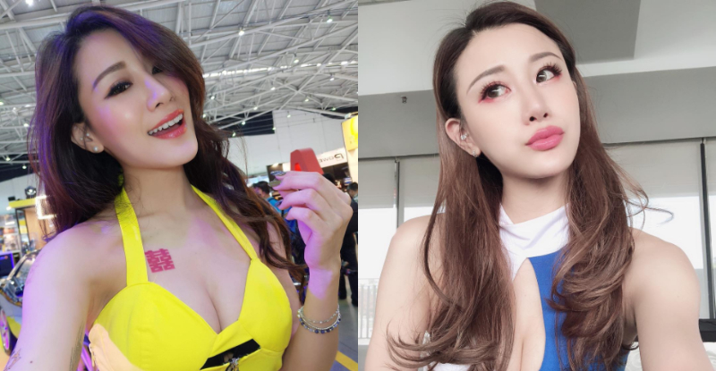 美峰上刺囍！性感陽光正妹「雙囍」小嘴微張，火辣魅惑整個展場！