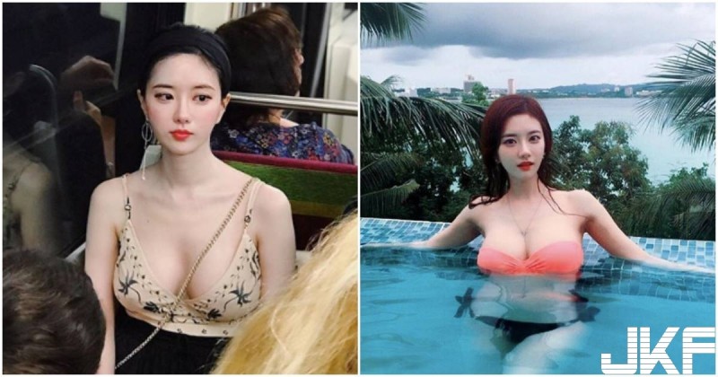 火辣姐姐「胸部比臉大」，核彈級美乳泡水都要滿出來了！