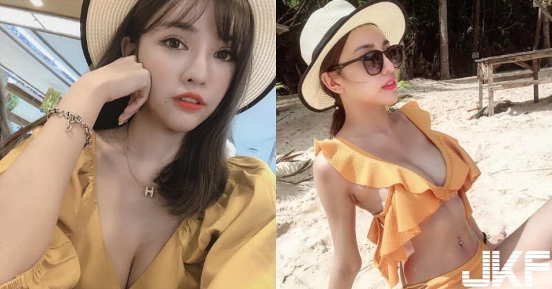 黃色穿搭超顯白～白白嫩嫩「陳咖喀」上圍超豐滿，配上水靈大眼根本是仙女～