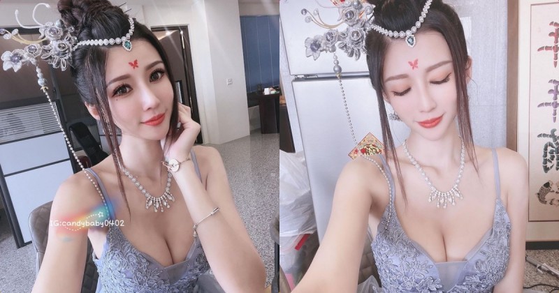 最美禮生「糖糖」顏值高、曲線辣，平口裝「白嫩美乳」太養眼！