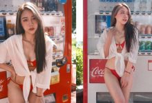 「比基尼辣妹」乳擋販賣機，「彈嫩猛溝」讓人超想來杯厚奶茶！-德州扑克迷