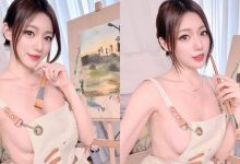 巨乳美女畫家「謝立琪 Kiki」只穿圍裙作畫！「白嫩胴體」若隱若現好撩人-德州扑克迷