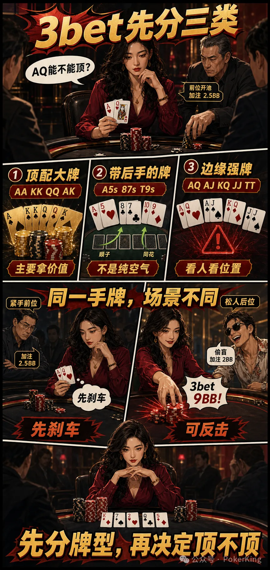 【EV扑克】3-bet 不是胆量测试：AQ为什么不能当AK打？