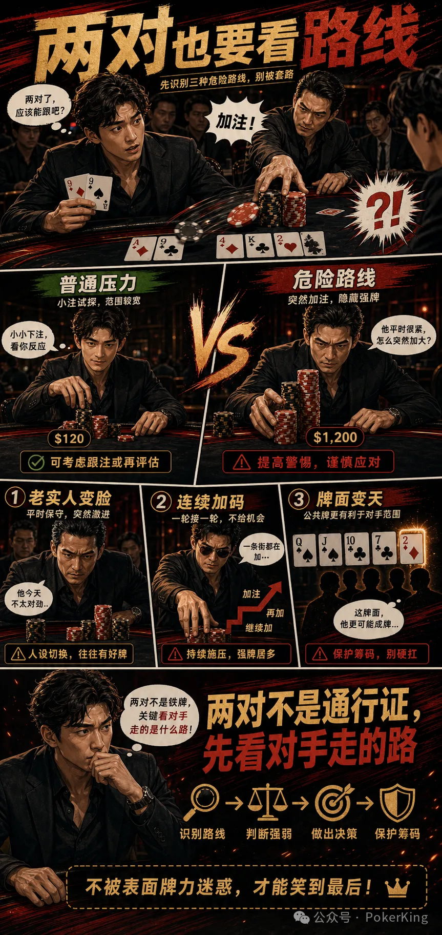 【EV扑克】两对被加注，为什么越看越危险？三条路线帮你重新估价