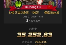 【EV扑克】从5.4刀到3.5万刀！中国选手BiCheng Hu斩获20万人赏金热身赛亚军，豪取6,500倍回报！-德州扑克迷