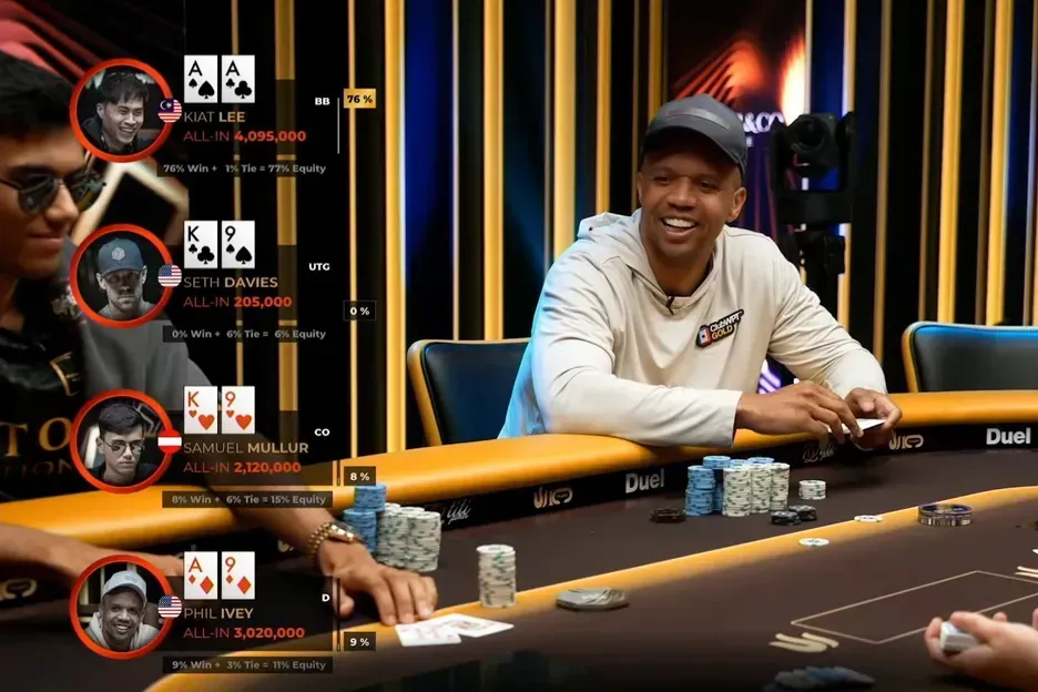 【EV扑克】四人All-in三人出局!Phil Ivey遭遇AA大屠杀,40BB筹码一把送光
